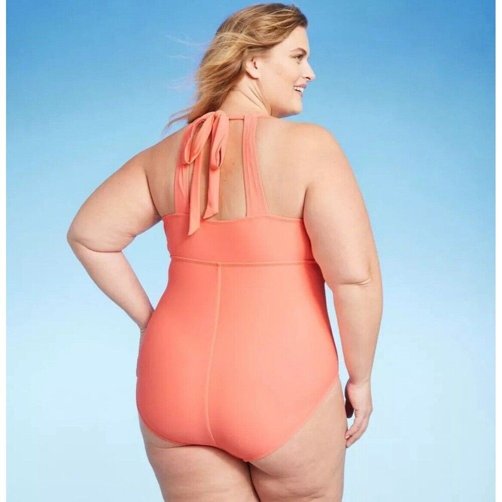 Kona Sol Women's High Neck Halter One Piece Swimsuit Tummy Control Swimwear - Picture 3 of 3